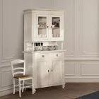 Wysoki kredens z witryną w salonie z drewna Made in Italy - Bran Viadurini