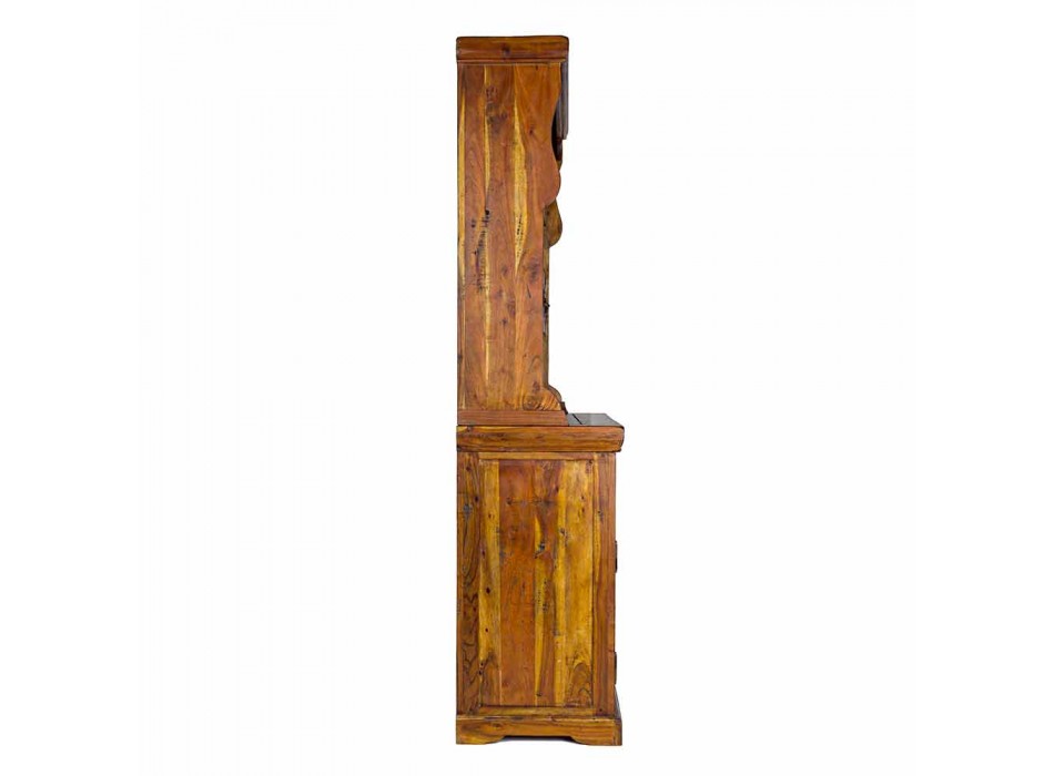 Kredens wysoki w stylu klasycznym ze strukturą z litego drewna akacjowego - Umami Viadurini