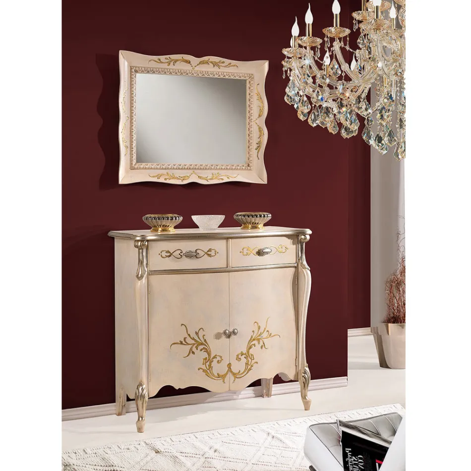 Klasyczny drewniany kredens do salonu z wkładkami Made in Italy - Ottaviano Viadurini