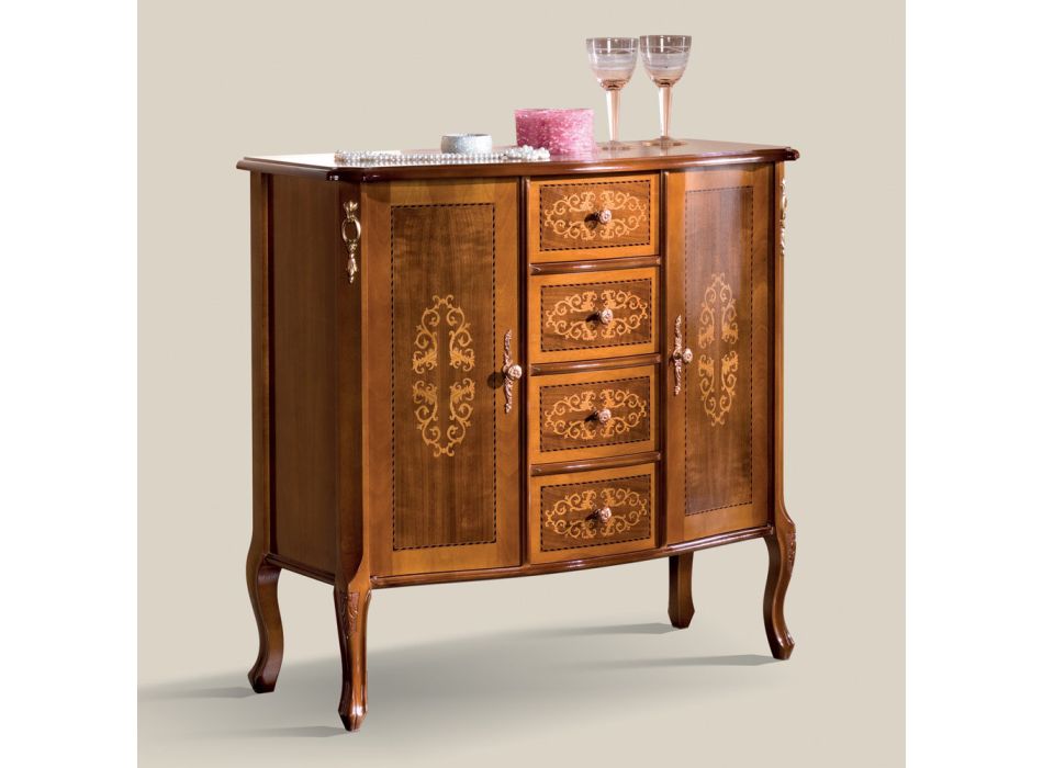 Luksusowy klasyczny kredens do salonu z drewna Made in Italy - Katerine Viadurini