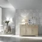 Kredens z 3 drzwiami i 3 szufladami z patynowanej kości słoniowej Made in Italy - Gleti Viadurini