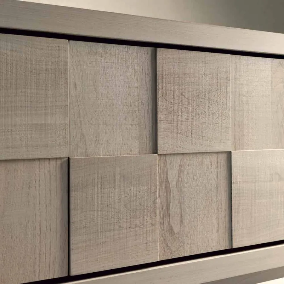 Kredens Nensi z 3 drzwiami z nowoczesnego drewna litego drewna orzechowego Viadurini