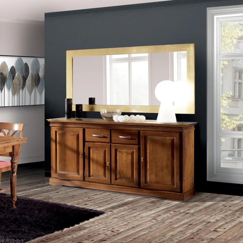 Kredens z 4 drzwiami i 2 szufladami z drewna Bassano Made in Italy - Tanit Viadurini