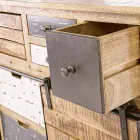 Kredens ze strukturą z drewna mango i stali w stylu industrialnym - Vidia Viadurini