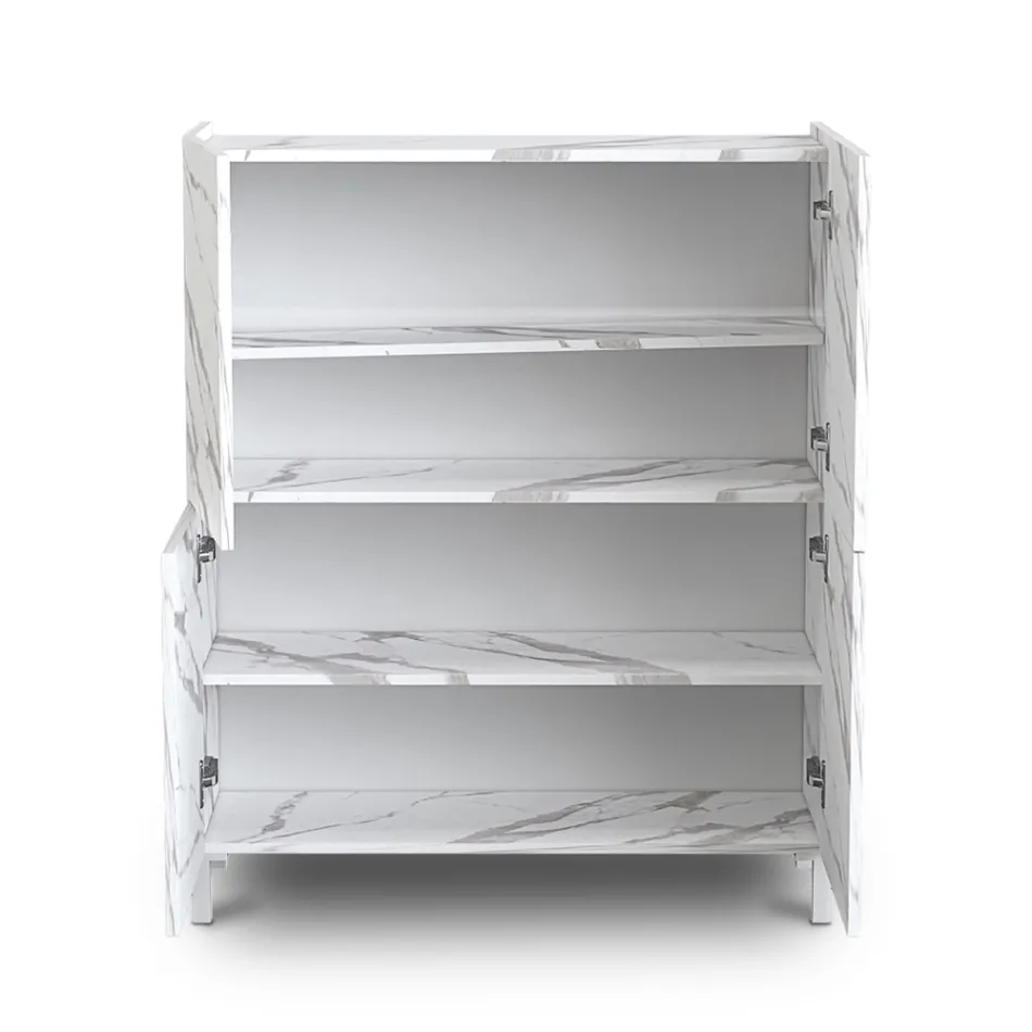 Kredens do salonu pokryty marmurowym wykończeniem melaminowym Made in Italy - cynk Viadurini