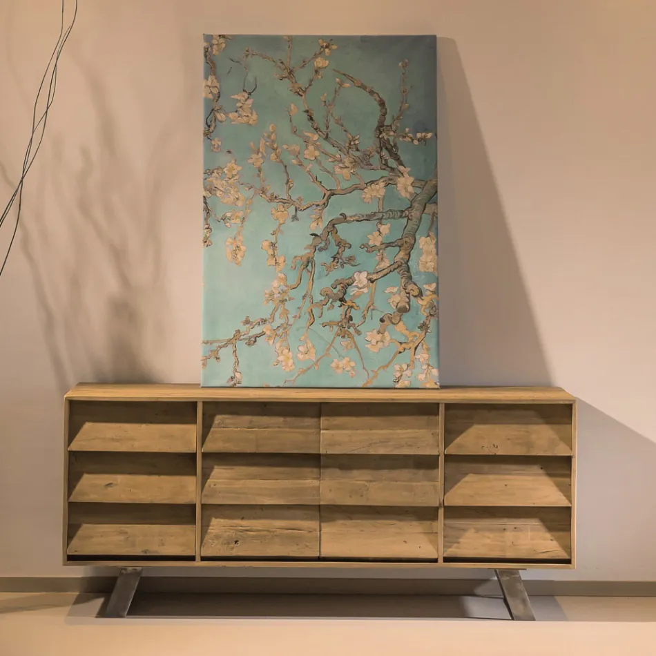 Komoda do salonu z 2 centralnymi drzwiami i 6 bocznymi szufladami - wysuwana Viadurini