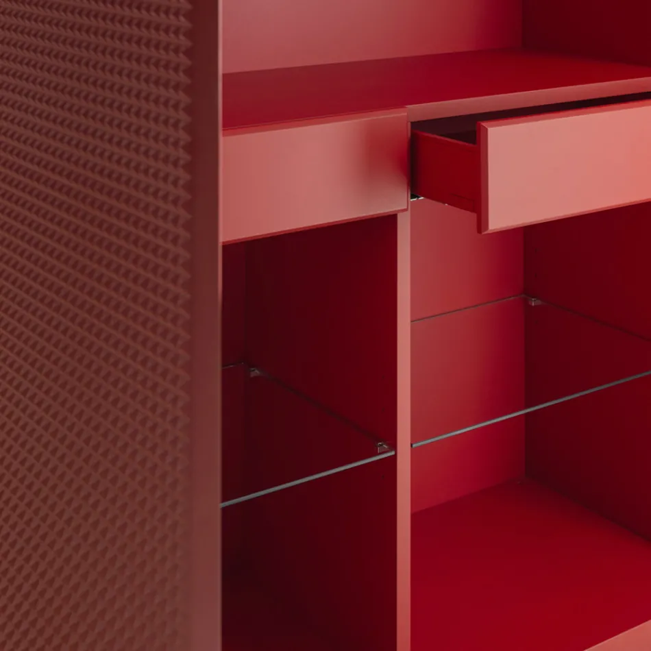 Komoda do salonu z 2 drzwiami w wykończeniu diamentowym Wyprodukowano we Włoszech - Sagittario Viadurini