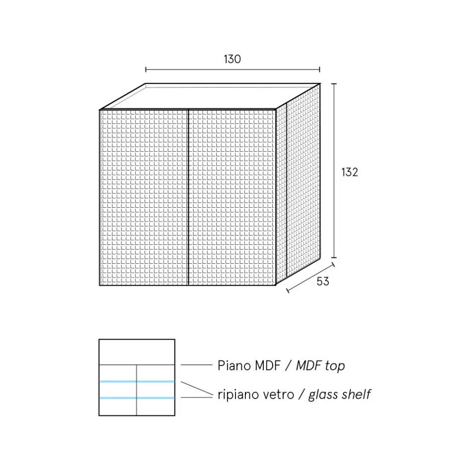 Komoda do salonu z 2 drzwiami w wykończeniu diamentowym Wyprodukowano we Włoszech - Sagittario Viadurini