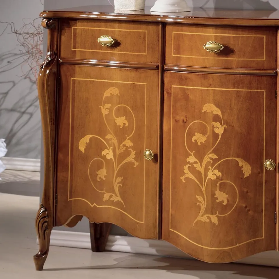 Kredens do salonu z orzecha lub białego drewna Made in Italy - Ottaviano Viadurini