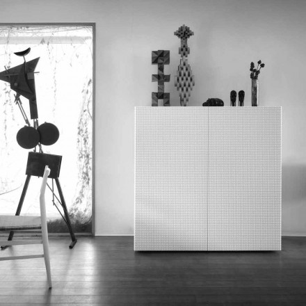 projekt kredens z 2 drzwiami biały, czarny lub złoty wzór Flora Viadurini