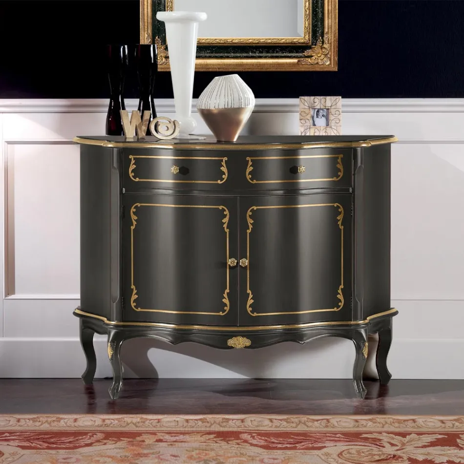 Luksusowy kredens z 2 drzwiami i 1 drewnianą szufladą Made in Italy - Leonor Viadurini