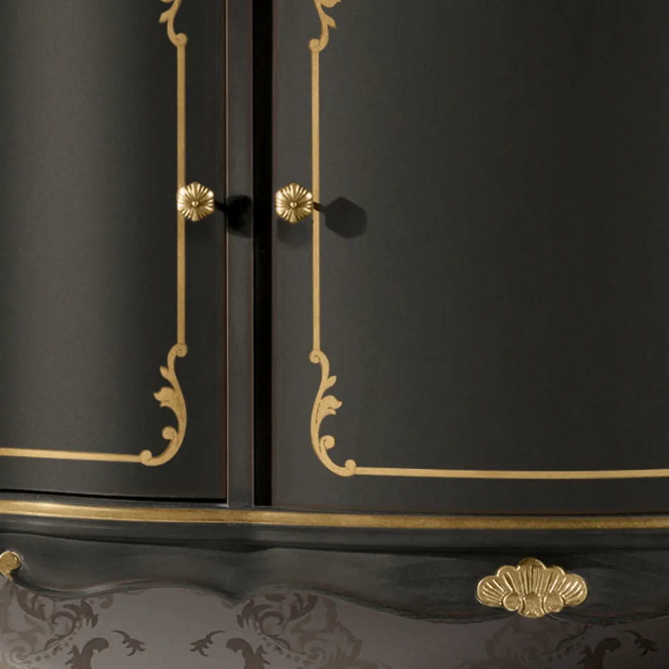 Luksusowy kredens z 3 drzwiami i 3 drewnianymi szufladami Made in Italy - Leonor Viadurini