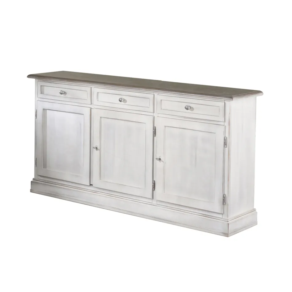 Drewniany kredens z 3 szufladami i 3 drzwiami Made in Italy - Uller Viadurini