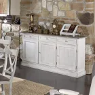 Drewniany kredens z 3 szufladami i 3 drzwiami Made in Italy - Uller Viadurini