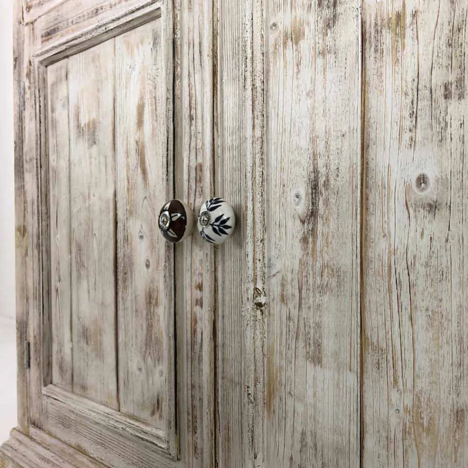 Kredens z litego drewna świerkowego z wewnętrznymi półkami Made in Italy - Pierrot Viadurini