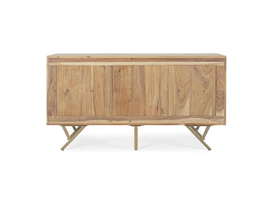 Kredens z drewna akacjowego z 2 drzwiami i 3 szufladami Design Homemotion - Carla Viadurini