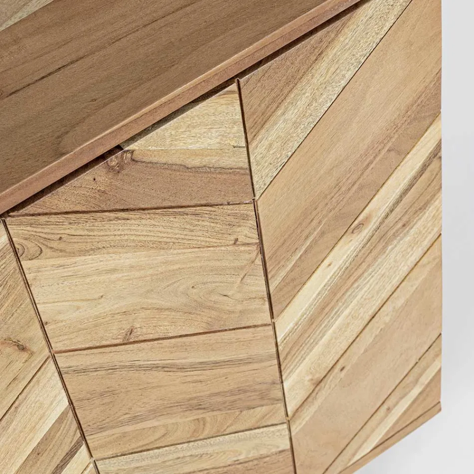 Kredens z drewna akacjowego z 2 drzwiami i 3 szufladami Design Homemotion - Carla Viadurini