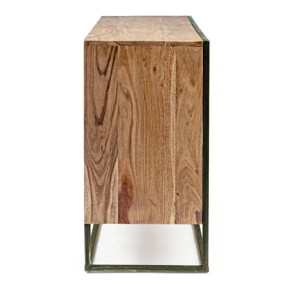 Kredens z drewna akacjowego i stali 3 lub 4 drzwi Homemotion - Cristoforo Viadurini