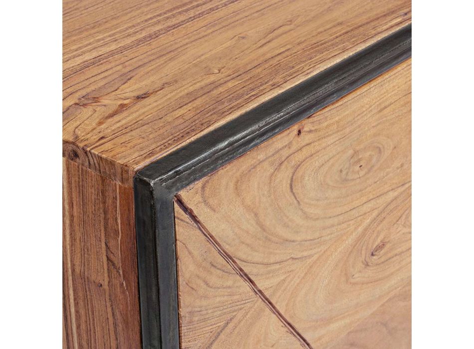 Kredens z drewna akacjowego i stali 3 lub 4 drzwi Homemotion - Cristoforo Viadurini