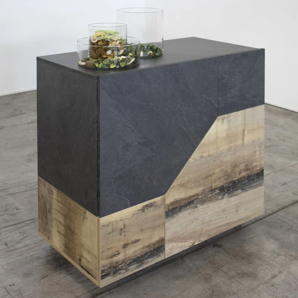 Kredens z drewna melaminowego 3 pokoje i 2 półki Made in Italy - Alyssa Viadurini