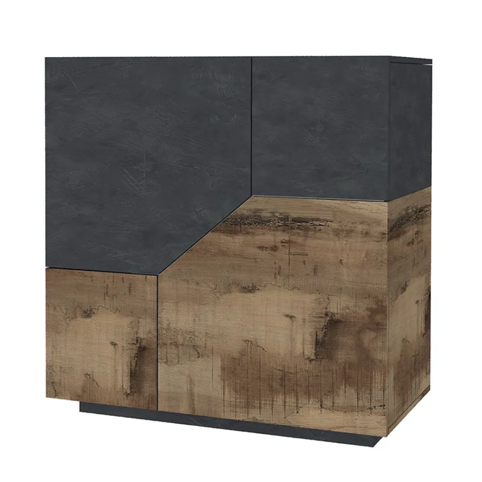 Kredens z drewna melaminowego 3 pokoje i 2 półki Made in Italy - Alyssa Viadurini