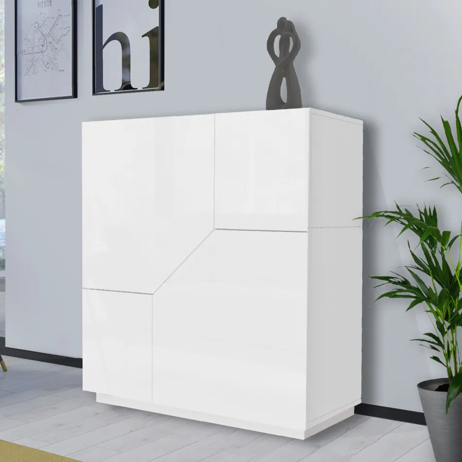 Kredens z drewna melaminowego 3 pokoje i 2 półki Made in Italy - Alyssa Viadurini