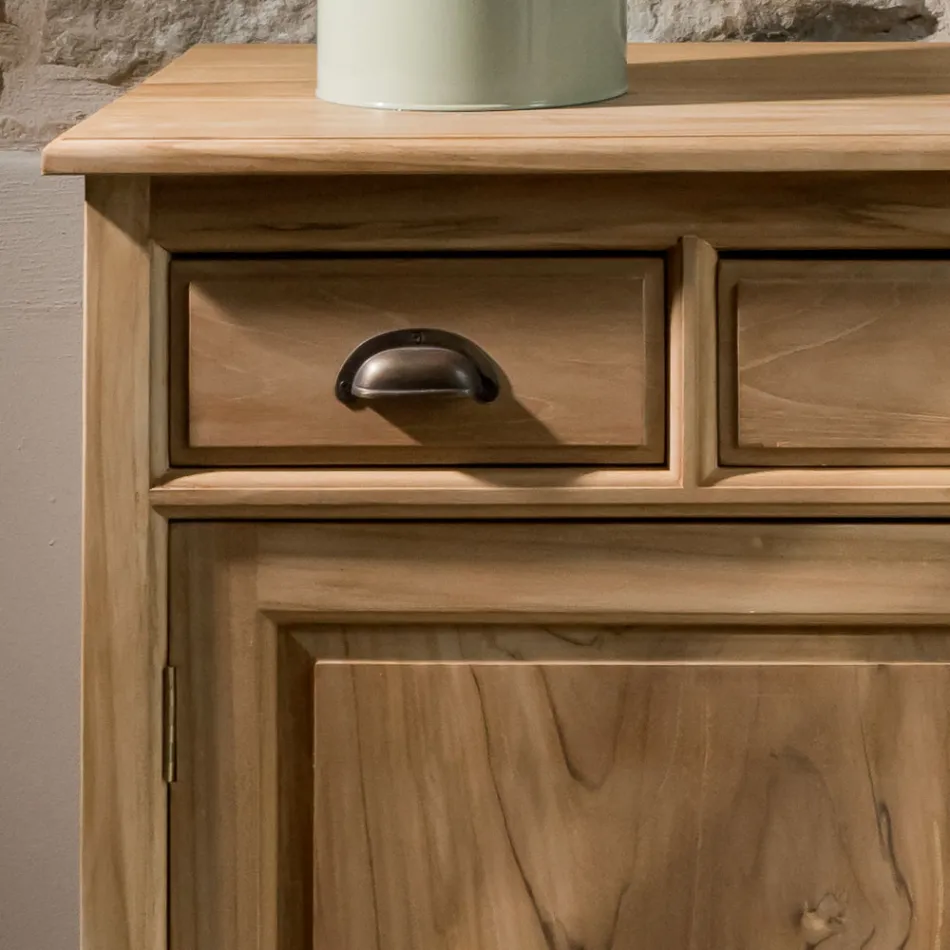 Komoda z litego drewna tekowego z 2 drzwiami i 3 szufladami – Karate Viadurini