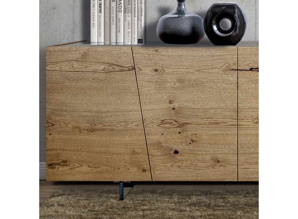 Kredens dzienny z 4 drzwiami z litego drewna Made in Italy - Khal Viadurini