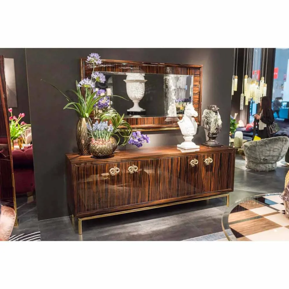 Nowoczesny kredens z 4 drzwiami z błyszczącego drewna hebanowego Ada 2 Viadurini