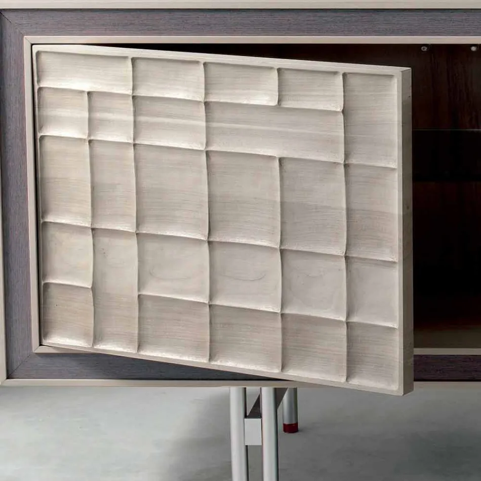 Nowoczesny kredens z 3 drzwiami z litego drewna Anny Viadurini