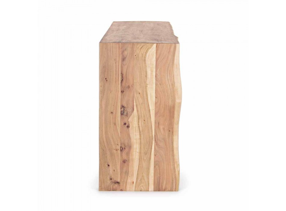 Nowoczesny kredens z drewna akacjowego z 2 drzwiami i 3 szufladami Homemotion - Lauro Viadurini