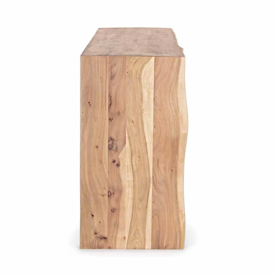 Nowoczesny kredens z drewna akacjowego z 2 drzwiami i 3 szufladami Homemotion - Lauro Viadurini