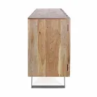 Nowoczesny kredens z drewna akacjowego z metalowymi wstawkami Homemotion - Sonia Viadurini