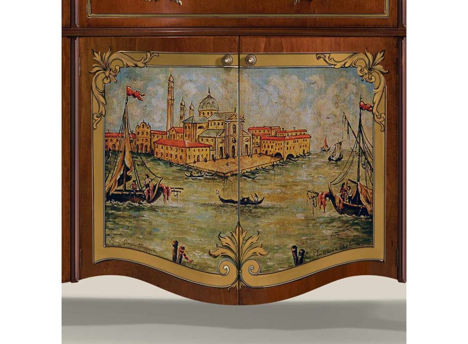 Luksusowy kredens do salonu w klasycznym drewnie Made in Italy - Caligola Viadurini