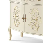 Kredens do salonu z orzecha lub białego drewna i intarsje Made in Italy - Katerine Viadurini
