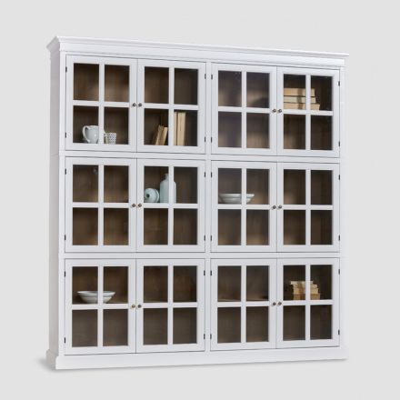 Witryna szklana z 12 drzwiami z drewna warstwowego i litego - Gioia Viadurini