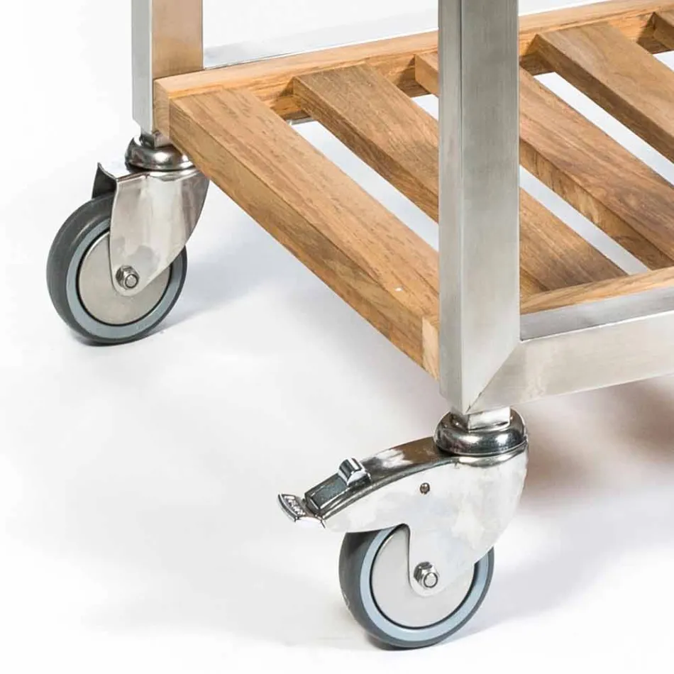 Kuchnia zewnętrzna ze stali i drewna z Teppanyaki - Buoncalliope Viadurini