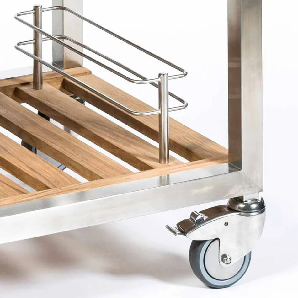 Kuchnia zewnętrzna ze stali i drewna z Teppanyaki - Buoncalliope Viadurini