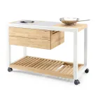 Kuchnia zewnętrzna 140x65x93 cm wykonana z litego drewna tekowego i aluminium - Convivial Viadurini