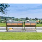 Nowoczesna kuchnia ogrodowa na zewnątrz na drewnianych i stalowych kołach - Buoncalliope Viadurini