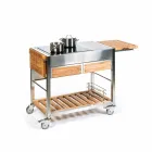 Nowoczesna kuchnia ogrodowa na zewnątrz na drewnianych i stalowych kołach - Buoncalliope Viadurini