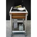 Nowoczesna kuchnia na kółkach do ogrodu z drewna i stali - Calliope Viadurini