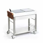 Nowoczesna kuchnia na kółkach do ogrodu z drewna i stali - Calliope Viadurini