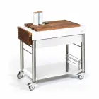 Nowoczesna kuchnia na kółkach do ogrodu z drewna i stali - Calliope Viadurini