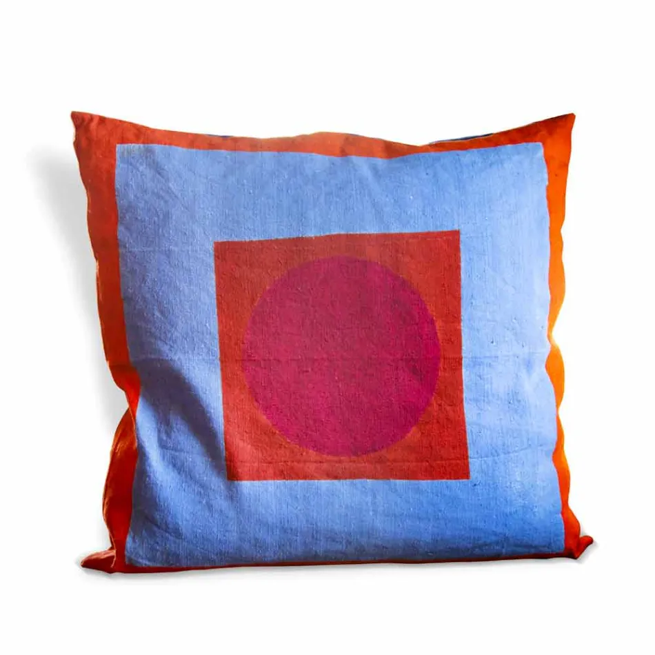 Ręcznie malowana poduszka z konopi Unikalny kawałek włoskiej sztuki - marki Viadurini