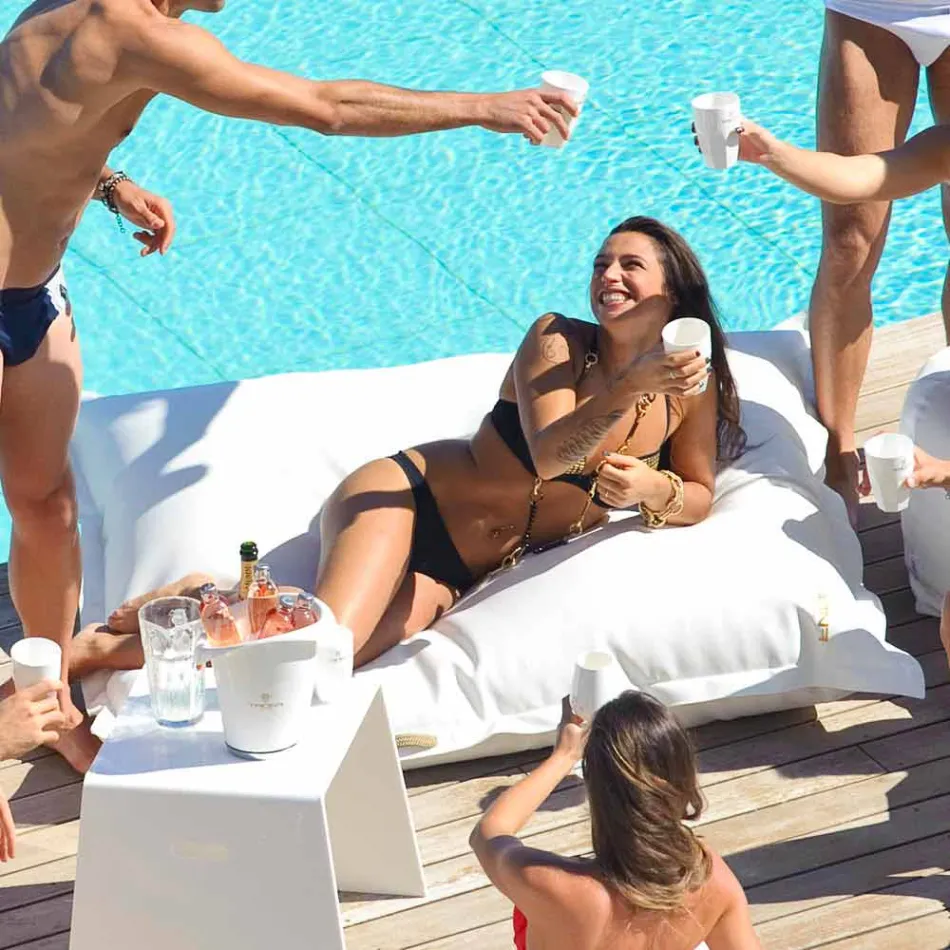 Chmura Poduszka relaks na świeżym powietrzu faux skórzaną białą morską Trona Viadurini