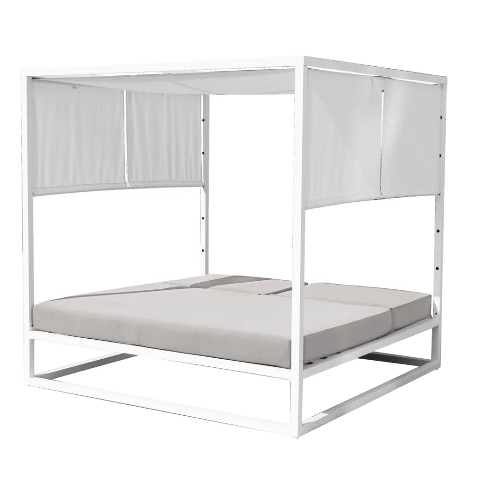 Zewnętrzna kanapa z rozkładaną białą aluminiową strukturą - Jurica Viadurini