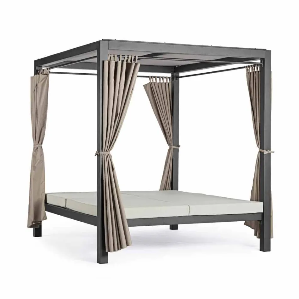 Leżanka zewnętrzna z materiału tekstylnego i aluminium z odchylanymi oparciami - Anastasia Viadurini