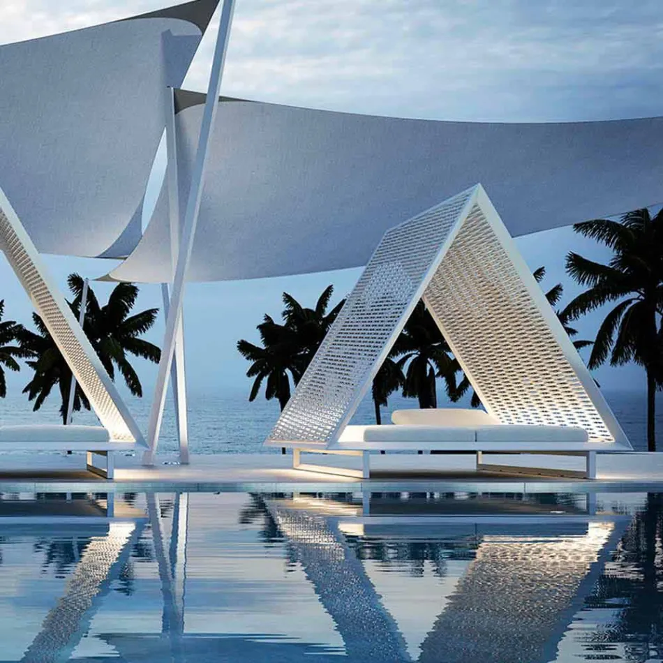 Luksusowa leżanka ogrodowa z aluminium i tkaniny - rama Vineyard firmy Vondom Viadurini