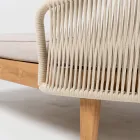 Leżanka ogrodowa z drewna tekowego, aluminium, liny i poduszek - Jacub Viadurini